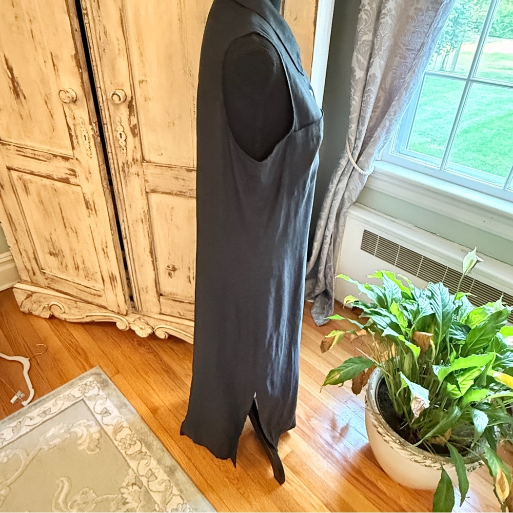 Vintage Valerie Steven’s Pure Linen Sleeveless Maxi Shirt Dress. Black. Sz 8 - Picture 10 of 12